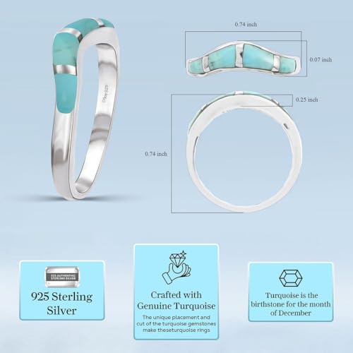 shop lc turquoise rings for women 925 sterling silver band boho turquoise jewelry for women santa fe style promise rings birthday gifts for womens