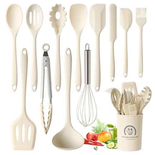 Omtofo 13 Piezas Utensilios de Cocina de Silicona, juego Utensilios de Cocina Resistencia al Calor y Antiadherente, sin BPA, con Cubo para Guardar Utensilios