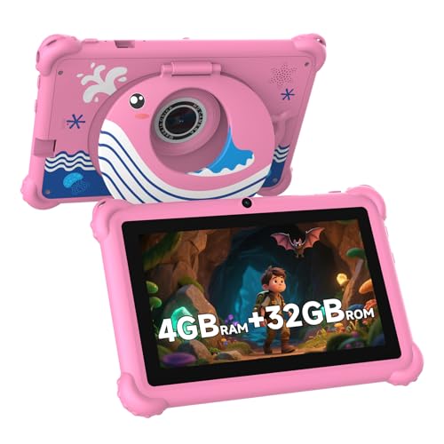 7-inch Kids Tablet for Toddlers, Android 12, 4GB RAM, 32GB ROM, WiFi, Bluetooth, Safe Eye Protection IPS Screen, Parental Controls, Dual Camera,...