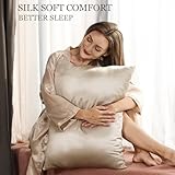 Adubor 100% Mulberry Silk Pillowcase for Hair and Skin with Hidden Zipper, Both Side 23 Momme Silk,900 Thread Count (50x66CM-2 Pack, Beige) - Image 2