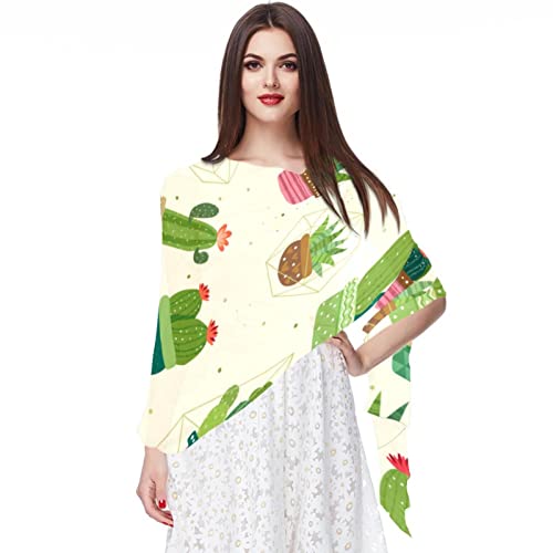 Foulard en mousseline de soie cactus multicolore pour femme
