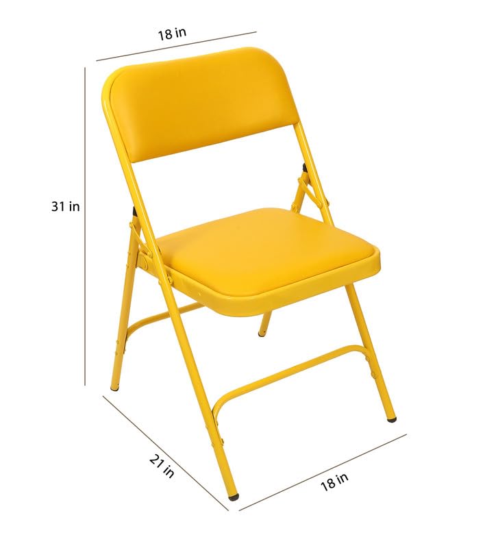 Grandwill Retro Folding Chair for Home/Study Chair and Restaurant Chair (Metal, Yellow) 1