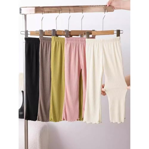 Girls Flared Pants Plain Ruffle Tight Legging Bell Bottom Elastic High Waist Pants Wide Leg Casual Loose Trouser3