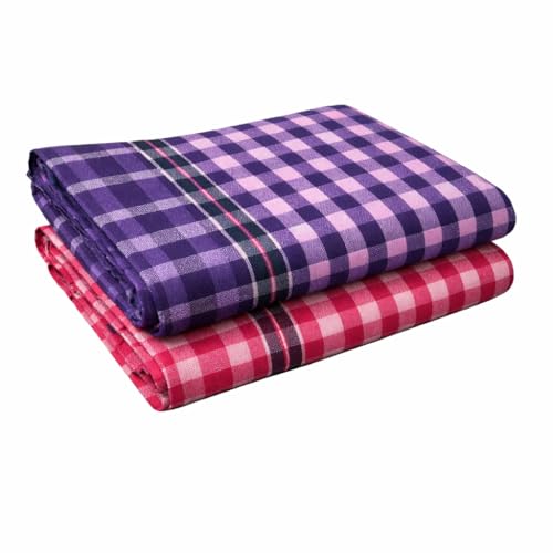 Image of Soft Cotton Bath Towel /Thorthu Non-Terry Gamcha Bath Towels Fast Absorbing and Quick Drying Light Weight, Thin Towels for Bath Men /Women /Kids (75 * 150 cm)-White(Cubes, 3.00)