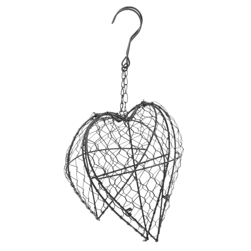 Healifty Heart Shaped Wire Planter with Separate Net Hanging Succulent