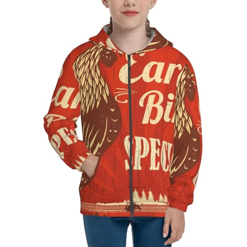 Rooster Crowing In The Farm Kid Hoodies Boys Zip Up Sweatshirts Girls Pullover with Pocket3