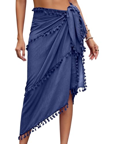Image of Eicolorte Sarong Cover Up Womens Beach Cover Up Bikini Bathing Suit Swimsuit Swimwear Coverup Sarong Pareo Wraps for Women