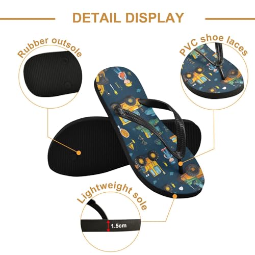 Carton Bulldozer Vehicle Beach Summer Casual Flip Flop Sandals Non-Slip Quick Dry for Women Men 214B27262