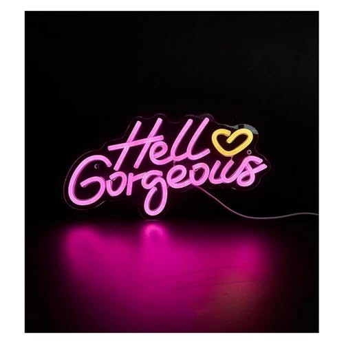 Enseigne au néon Hello Gorgeous cœur idée cadeau original pour déco de chambre