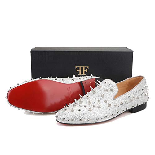 Ferucci Men Silver Spikes Slippers Loafers Flat With Crystal Gz Rhinestone (11) #TOP4