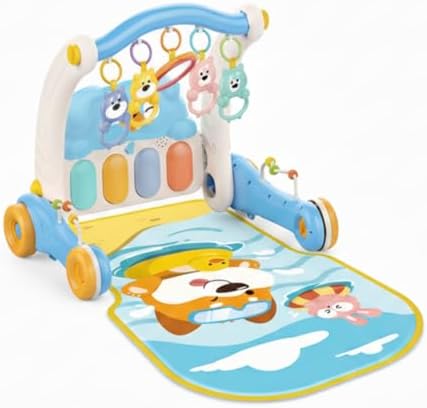 Andador com Piano e Tapete de Atividades Infantil 2 em 1 (Azul)