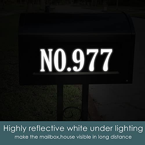 Reflective White 4" Mailbox Numbers Sticker Decal Die Cut Rustic Style 2 Sets Premium Vinyl Numbers Self Adhesive For Mailbox, Signs, Window, Door, Cars, Trucks, Home, Business, Address Number #TOP4
