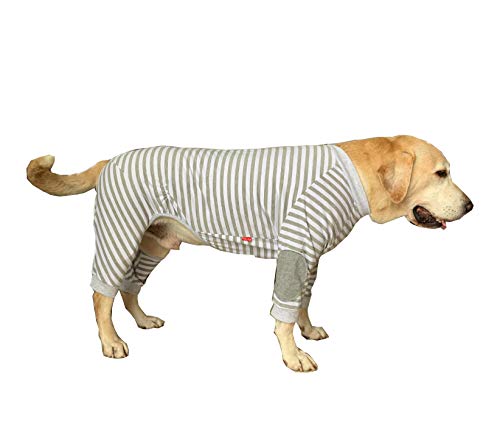 BT Bear, gestreifter Hundepyjama, Overall, für mittelgroße bis große Hunde, flexibel, weich, atmungsaktiv, mit Reißverschluss Cover
