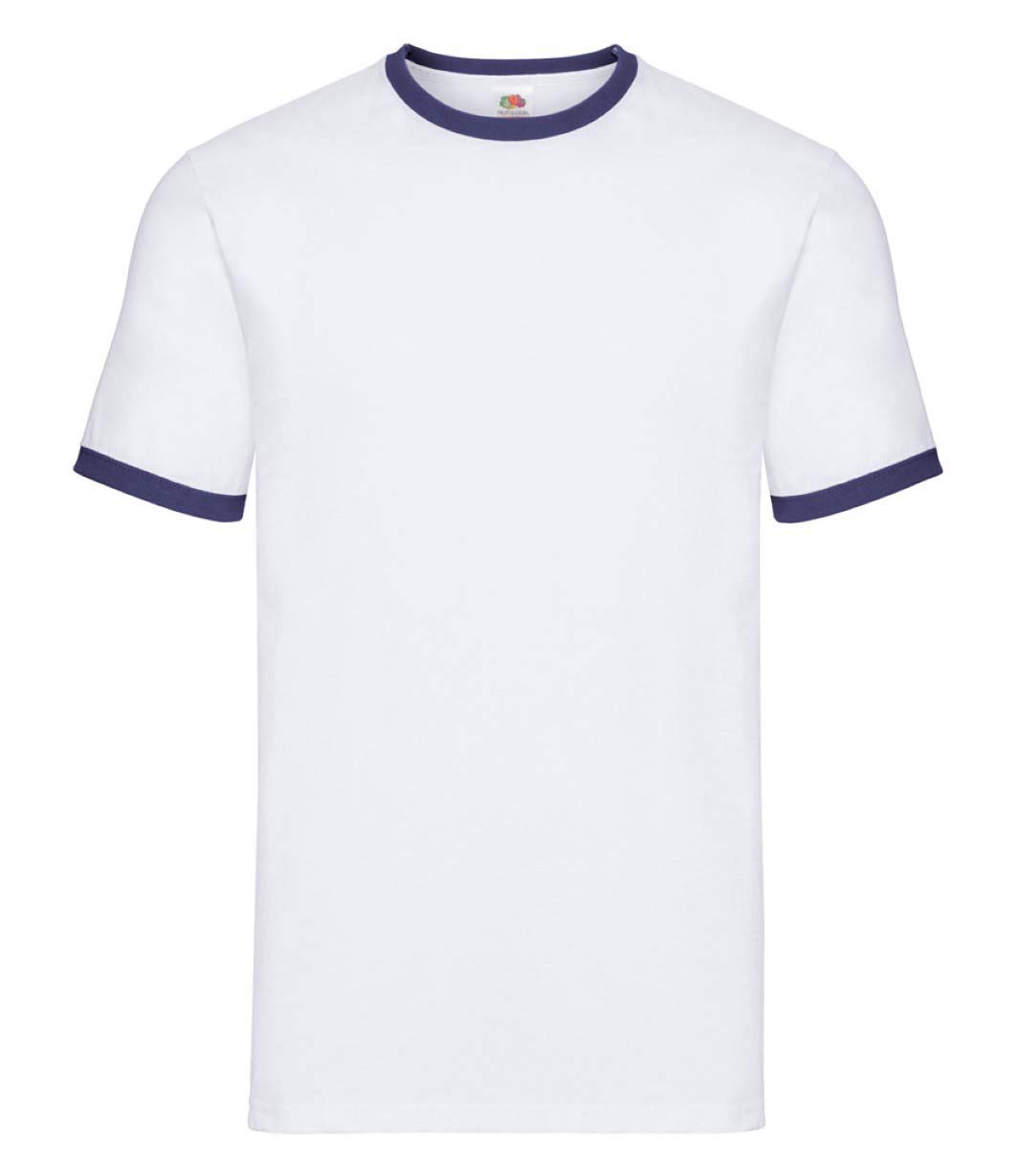 Fruit of the Loom Contrast Ringer T-Shirt White/Navy XL