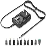 PERFEIDY 14V 1A 0.8A 0.5A Charger 14.0V 1.0A AC Adapter 14W Switching Power Supply DC 14 Volt 1000mA 800mA 600mA 500mA Adaptor Regulated Transformer Cord with 10 Interchangeable Jacks UL Listed Plug