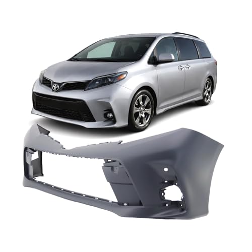 Image of Compatible with Toyota Sienna 2018-2020 Front Bumper Cover | Primed, With Fog Light Holes, Ready to Paint, OEM 60261THR305ZZ, TO1000443