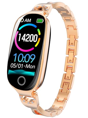 Smartwatch Damen Gold Elegant Fitness Tracker Luxuriös Aktivitätstracker Wasserdicht Zyklustracker Herzfrequenz Schlafmonitor Schrittzähler schmal Armband Smartwatch Damen Gold Elegant Fitness Tracker Luxuriös Aktivitätstracker Wasserdicht Zyklustracker Herzfrequenz Schlafmonitor Schrittzähler schmal Armband