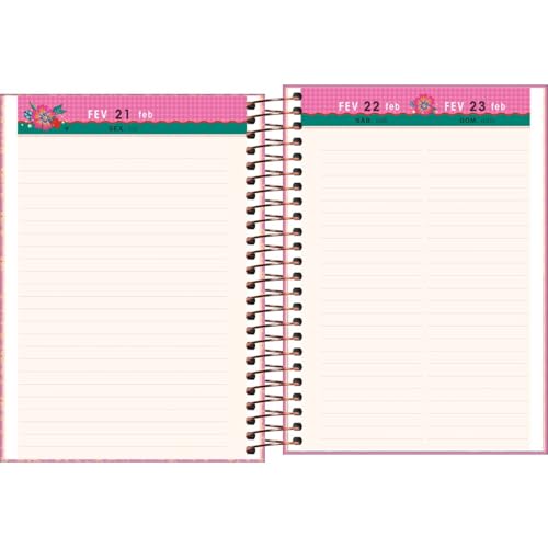 Tilibra - Agenda Espiral Diária 14 x 20 cm Le Vanille 2025 - CAPA ROSA