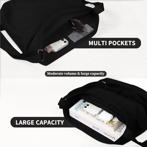 Image of Women's blank large Size Canvas Crossbody Tote Handbags Shoulder Bag Hobo Casual Tote Diy /gifts