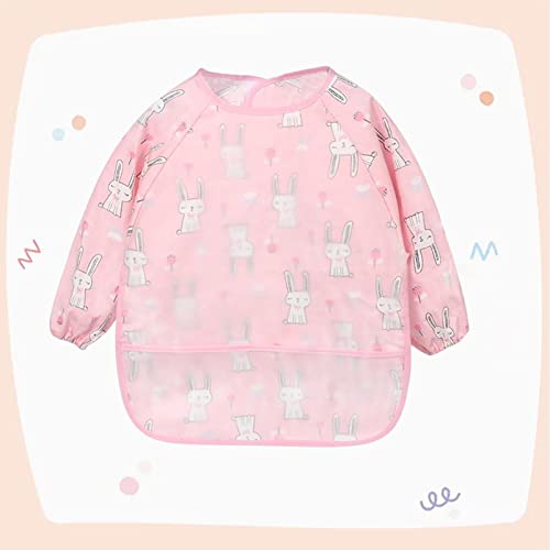TOOYFUL Babetes à 'água com Mangas Art Smock com Bolso Reutilizável Bebê, Alimentação de Desmame pa