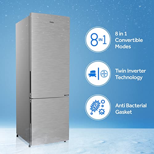 Haier 256 L 3 Star Inverter Frost-Free Double Door Refrigerator (HEB-25TDS , Dazzle Steel, Convertible) - Image 4