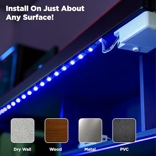 Image of BestLuz Battery Operated LED Strip Lights 2X 3.33ft Flexible Blue LED Light Strip for Bedroom Room Decor, Battery Powered Lighting for Cabinet Shelf Closet TV Backlight