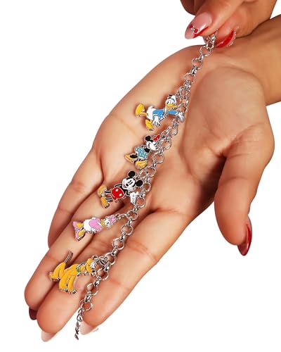 Mickey Mouse and Friends Charm Bracelet Official License, 6.75+1" Disney Charm Bracelet for Women4