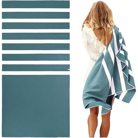 SummerSand Microfiber Beach Towel - Quick Dry, Sand Free - Compact and Lightweight for Travel - Recycled Materials - Travel Bag Included - Large Microfiber Towel (63x31.5in – Ocean Green) Cover