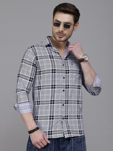Image of Majestic Man Men's Comfort Slim Fit Pure Cotton Opaque Checked Casual Shirt