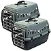 Transportbox für Tiere, 2er Set, Katzentransportbox 30 x 44 x 30 cm, grau, aus stabilem Kunststoff mit Metallgitter, Made in Italien