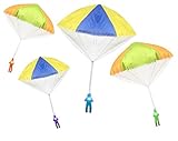 Toys+ Light Up 4 Pack Tangle Free Throwing Parachute Men Glow in The Dark! Blue, Orange, Green and Purple! for Kids and Children Parachute Man Set