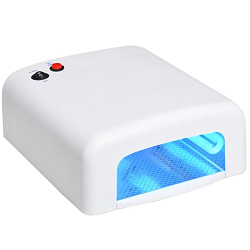 Hieha 36W White UV Lamp Gel Polish Curing Nail Art Dryer Timer with 4 X 9W Bulbs