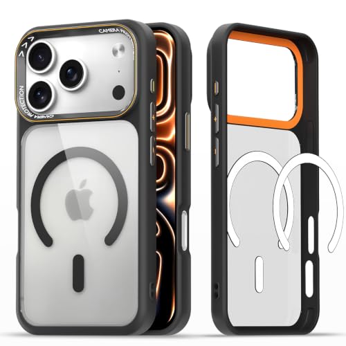 Image of Pikkme Back Cover for iPhone 17 Pro Max | Shockproof | Mag-Safe Compatible | Hard Transparent Back | Premium Raised Camera Protection | Bumper Case (Black Mag-Safe)
