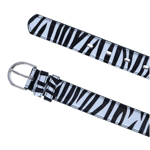 CTM Women's Leather 1 1/8 Inch Zebra Print Dress Belt2