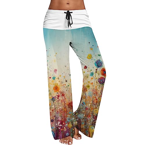 Damen-Baggy-Cargohose-Low-Waist-Jogginghose-Y2K-Track-Pants-Sporthose-Palazzo-Hose-Hohe-Taille-Dehnbar-Lounge-Hose-mit-Taschen-Leichte-Hose