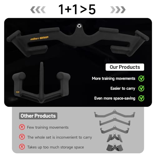 LAT Pull Down Bars Set, Triangular Stability LAT Pulldown Attachments with 8 Ergonomic Handles for Whole Back Training, Non-Slip Cable Machine Attachment for Gym Home Workout - Image 3