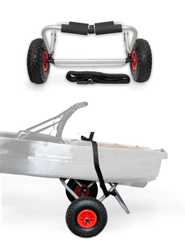 Brooklyn UH-KC271 Kayak Cart by BKC – 2-Wheel All-Terrain Transport for Kayaks, Canoes & SUPs, Pneumatic Tires, Hull-Safe Foam Pads, Single-Person Use