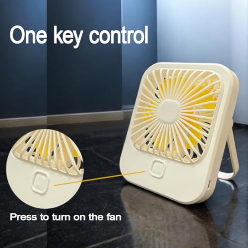 Image of Litehom Small Desk Fan, 2000mAh Rechargeable Fan Battery Powered, 180Foldable Portable Fan, 3 Speeds Adjustable USB Fan Silent Powerful for Home Office Travel Outdoor (WHITE)