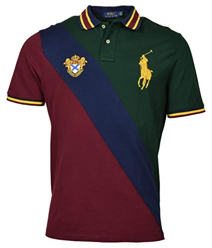 POLO RALPH LAUREN Men's Classic Fit Banner Big Pony Short Sleeve Mesh Polo Shirt (Green Multi, Large)