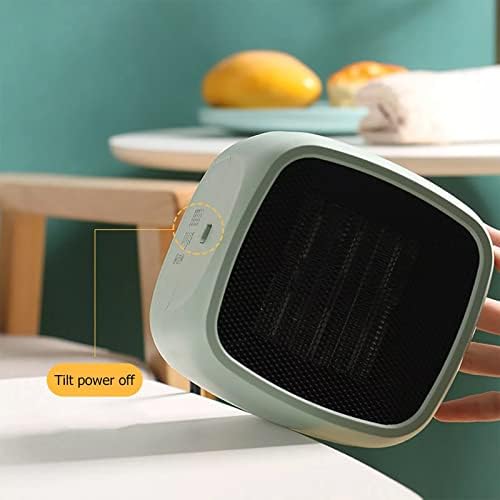 Portable Desktop Ceramic Fan Mini Heater Electric 450-800W - 2 Heat Settings Low Energy, Efficient, Overheat & Tip-Over Protection (Green)