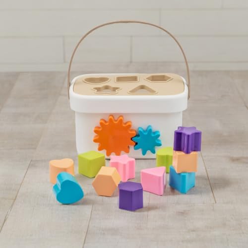 Image of Baby First Block Shape Sorting Stackable Blocks for Toddlers, 10 Piece Colorful Sorter Cube Box & Shapes, Promotes Fun Learning, Creativity & Skills Development 1 Year Old Baby Toys