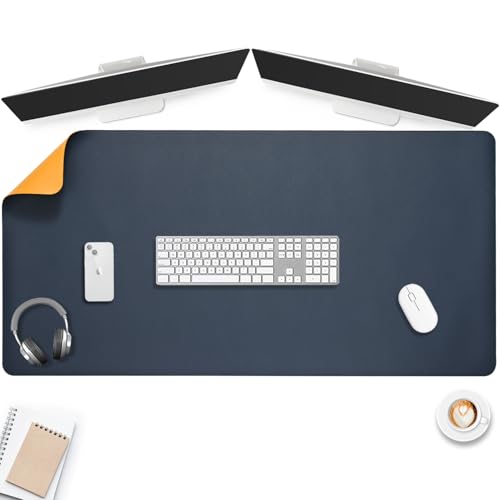 AROPANA Vegan Leather Desk Mat 120x60cm Blue Blue-Yellow - Image 5