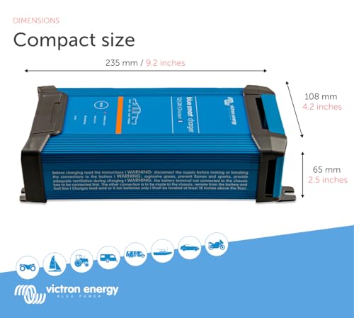 Image of Victron Energy Blue Smart IP22 Smart Car Battery Charger 12V 20A | Float & Trickle Charger and Desulfator for Motorcycle, ATV, RV, Lithium and Deep Cycle Batteries, 3 outputs