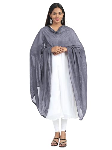 Image of Miraan Solid Pure Cotton Dupatta with Pom Pom Border, 2.25 meters length (DUPCOTTON)