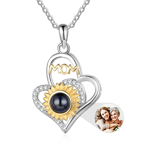 Custom Projection Necklace With Picture Inside – Sunflower (Mom Necklace)