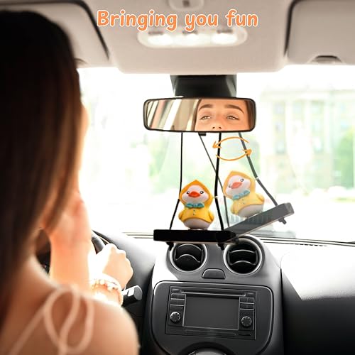 Image of Duck Hanging Cars Mirror with Air Freshener set, Swinging Duck Car Ornaments for Rearview Mirror and Duck Car Air Fresheners, Funny Ducks Hanging Cars Ornament, Rearview Mirror Accessories (Coat Duck)