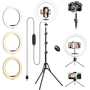 Ring Light with Tripod Stand & Phone Holder Tall, 12.6 inch Selfie Ring Lights for Makeup, Live Streaming, Tik tok…