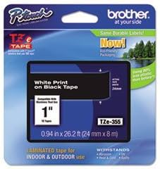 Brother Part# TZe-355 Label Tape (OEM) 1" White on Black