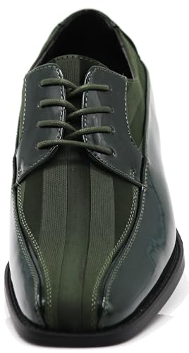 Image of BMY Men's Striped Satin Matching Patent Upper Oxfords Formal Dress Shoes