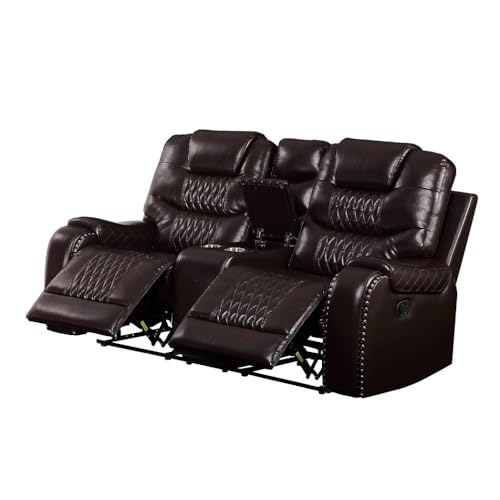 Image of Torque - Mikkel Leatherette Recliner Sofa 3+2 Seater Manual Dark Brown | Adjustable 3 Plus 2 Recliner with Cup Holder Storage for Living Room Bedroom | 1 Year Warranty